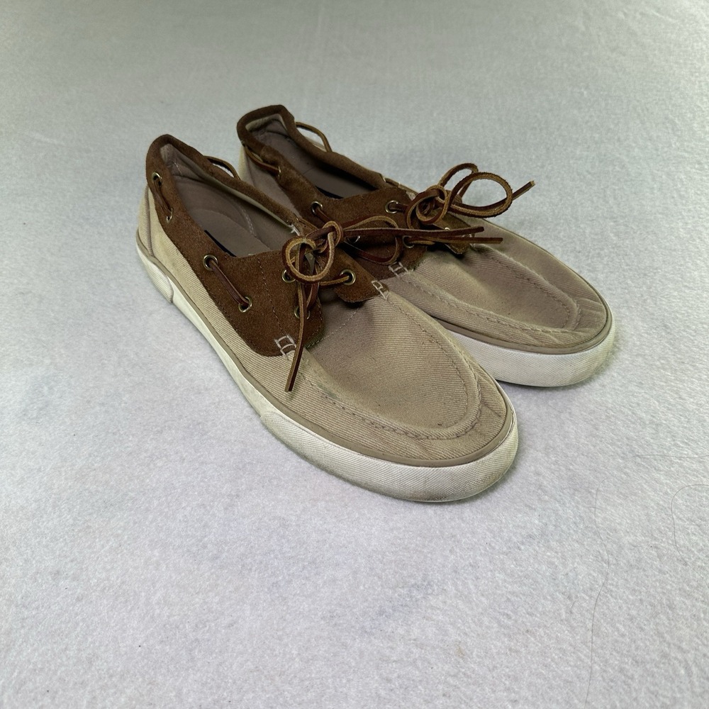 Polo Ralph Lauren Boat Shoes Mens 10.5 D Rylander Beige Leather Lace Up